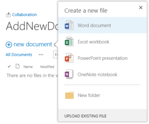 Hovering add new document in SharePoint