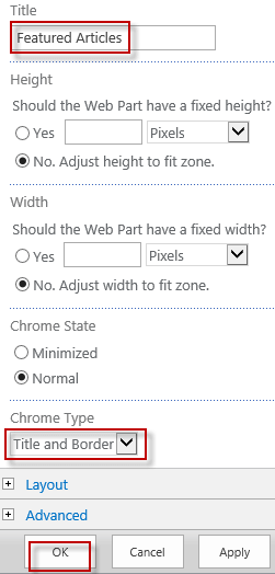Select feature articles in SharePoint