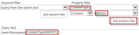Add content type property filter to Knowledge base dashboard