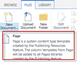 New page document in SharePoint
