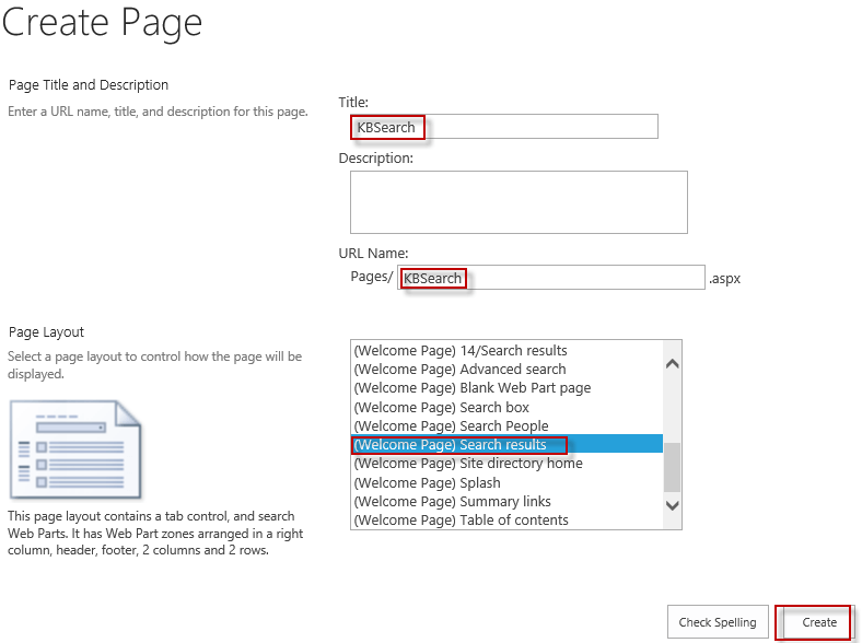 Create new page in Knowledge base