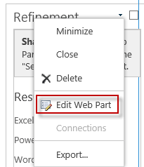 select edit web part in knowledge base