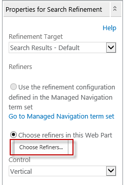 choose refiners in knowledge base