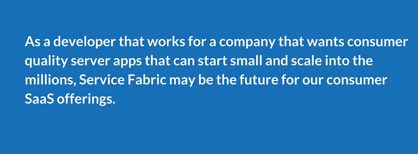 Microsoft service fabric quote with white text and blue background