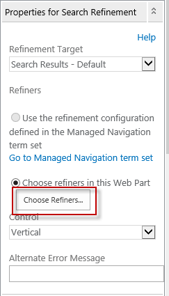 Choose refiners in SharePoint 2013