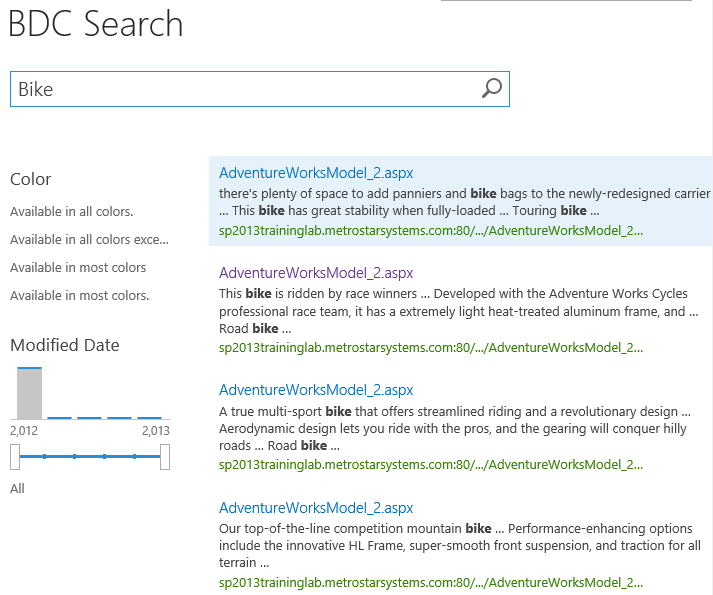 SharePoint 2013 BDC Search