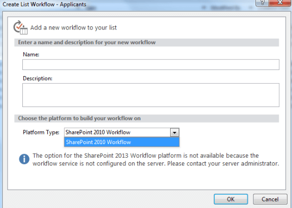SharePoint Designer 2013 Add Workflow Error